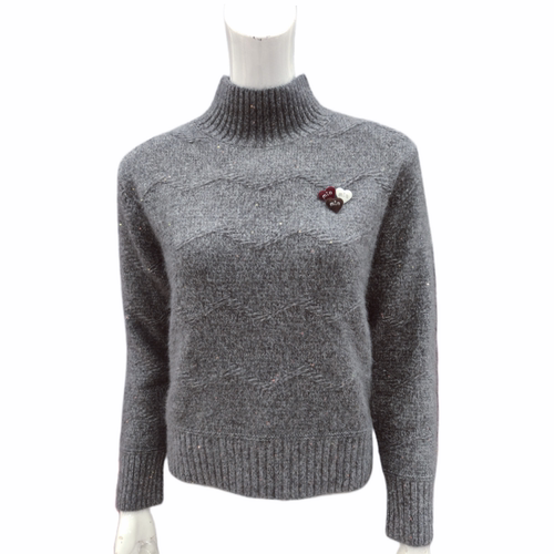 灰色蜜驼绒软糯短款小个子毛衣女秋冬高级感加厚宽松羊绒针织衫