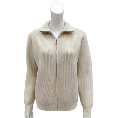 秋冬加厚慵懒风翻领拉链毛衣开衫