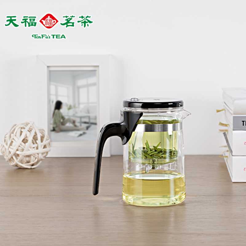 天福茗茶飘逸杯玻璃按压式茶水分离泡茶壶办公室家用过滤