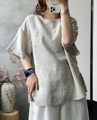 REHAI  霖川-2538敦实料汉麻双口袋大衫