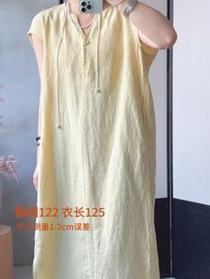 REHAI 画窗-2567【100汉麻】雨露工艺仿刺绣拓墨盛夏清凉连衣裙