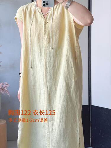 REHAI 画窗-2567【100汉麻】雨露工艺仿刺绣拓墨盛夏清凉连衣裙