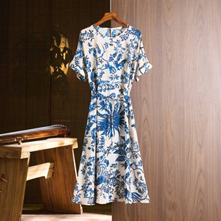 此款 优雅真丝桑蚕丝连衣裙TG2468 非定位花 芊芊粉丝专享