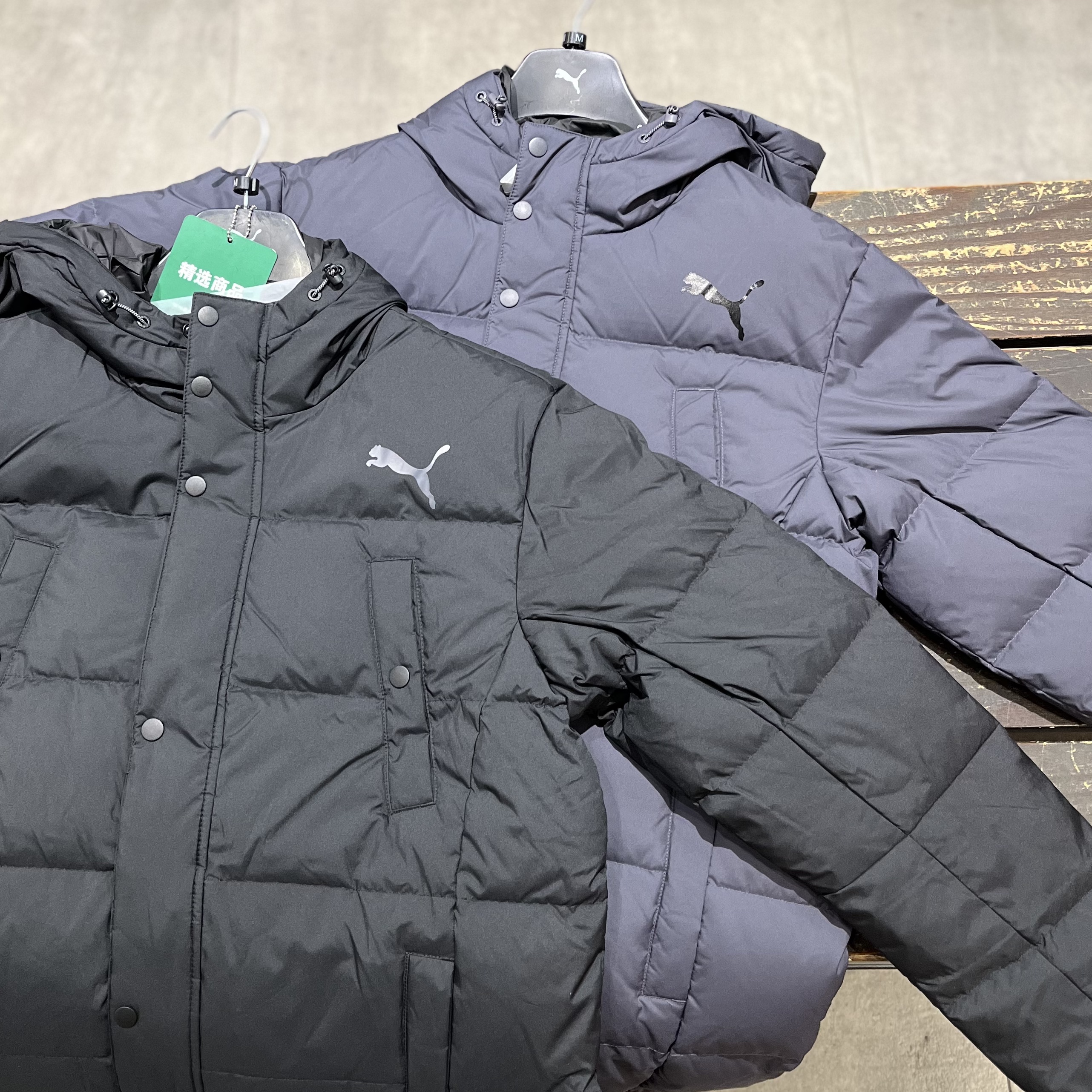 PUMA彪马 男女同款长款羽绒服 冬季保暖大LOGO连帽运动外套674277