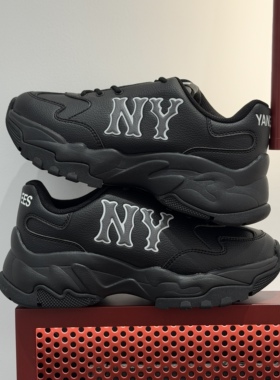 MLB新款情侣老爹鞋男女NY大标复古厚底增高运动休闲鞋3ASHC015N