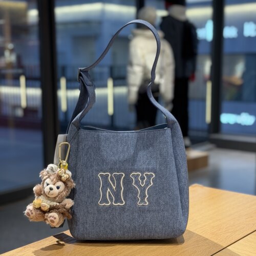 MLB情侣斜挎包水桶包男女NY大标可调节斜挎包单肩拎包3ABMBD15N