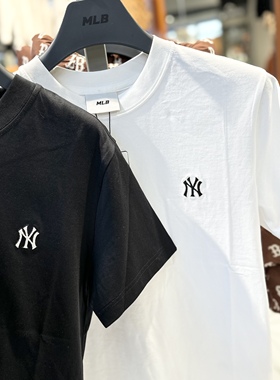 MLB男女情侣运动简约T恤休闲纯色圆领短袖24春季新款TSB02