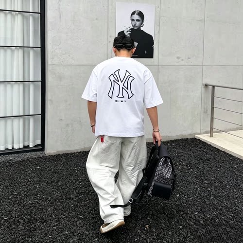 NEW ERA × MLB  霓虹Logo 圆领套头宽松夏季短袖韩版T恤14536479