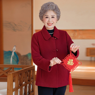 2025新款中老年妈妈装外套宽松加绒加厚翻领老太太奶奶保暖上衣女