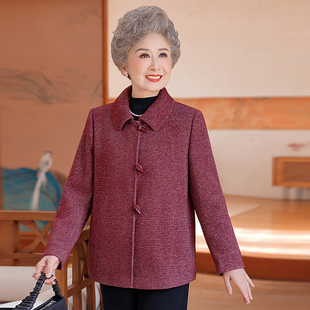 中老年人翻领外套女奶奶春装妈妈休闲上衣春秋款宽松衣服2025新款