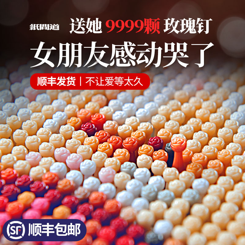 情人节送女友玫瑰图钉画照片定制图片