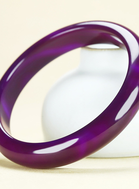 紫玛瑙镯子国风女款玉髓玉镯天然