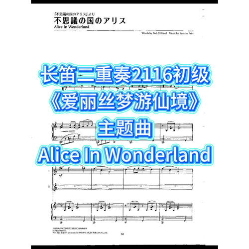 长笛二重奏2116初级《爱丽丝梦游仙境》主题曲Alice In Wonderlan