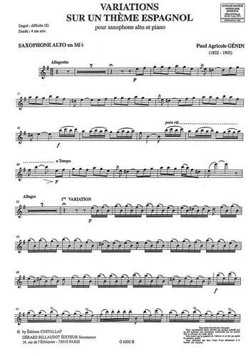 ZS026-萨克斯西班牙主题与变奏（带钢伴谱）Variations sur un th