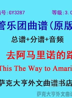 GY3287(3.0级) 去阿马里诺的路Way to Amarillo 管乐团总谱+分谱