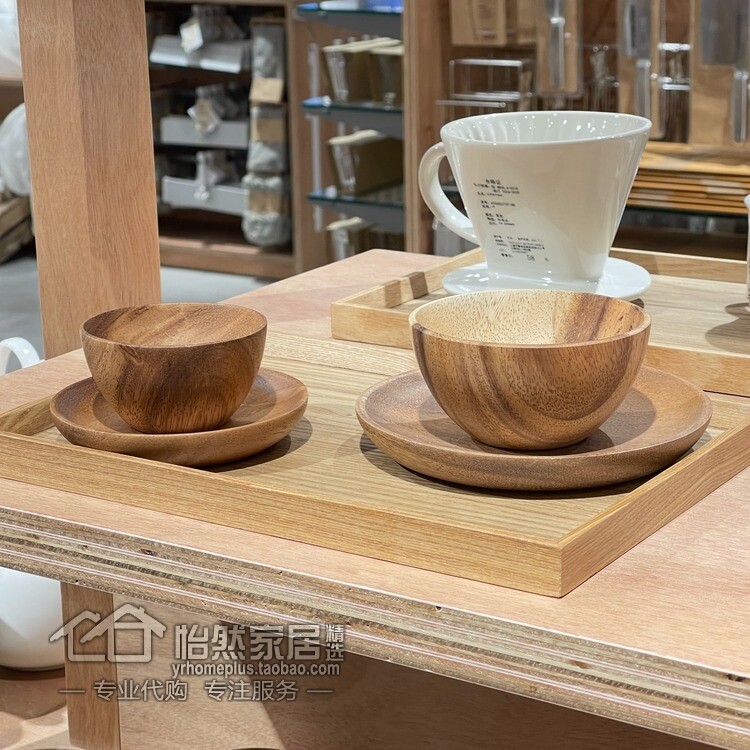 MUJI无印良品天然木制碗方形圆形餐盘下午茶盘托盘小号大号东南亚