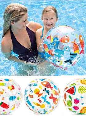 INTEX 59040沙滩球51cm透明闪光沙滩球充气水球107cm戏水球