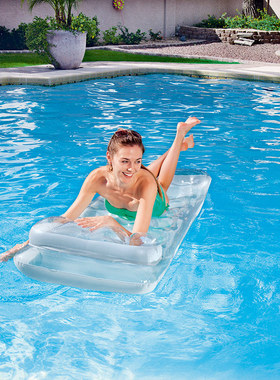 Bestway水上魔毯漂浮床18洞带枕浮排充气垫加厚游泳圈躺椅玩具