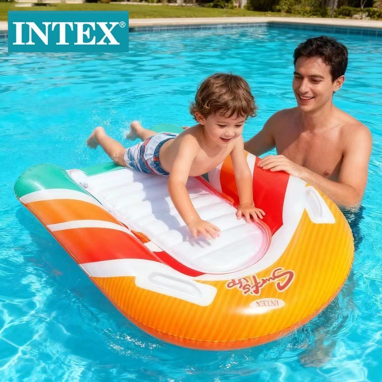 INTEX58172儿童踢水板冲浪板浮排户外水上戏水游泳圈充气浮排浪板