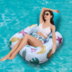 工厂新款 现货充气太阳能灯夜间发光水上坐圈成人泳池网纱靠背坐蔸