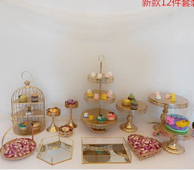 甜品台摆件冷餐茶歇台摆台托盘展示架铁艺鸟笼下午茶点心架蛋糕架