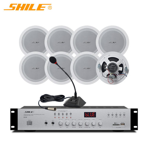 狮乐 公共广播音响系统 喇叭功放定压套装 DV-80+T-602*8+SH-04