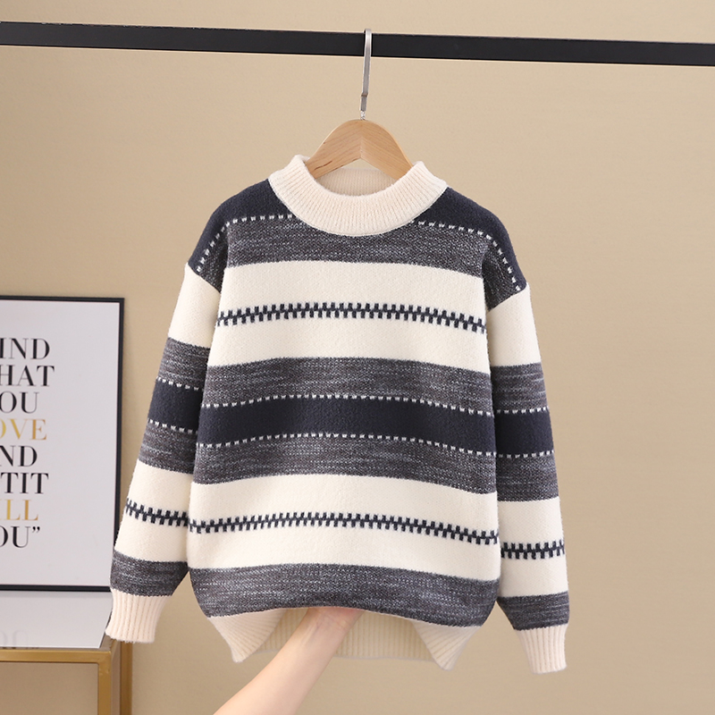 男童毛衣2025新款秋冬款儿童针织衫百搭大童线衣冬季加绒加厚男孩