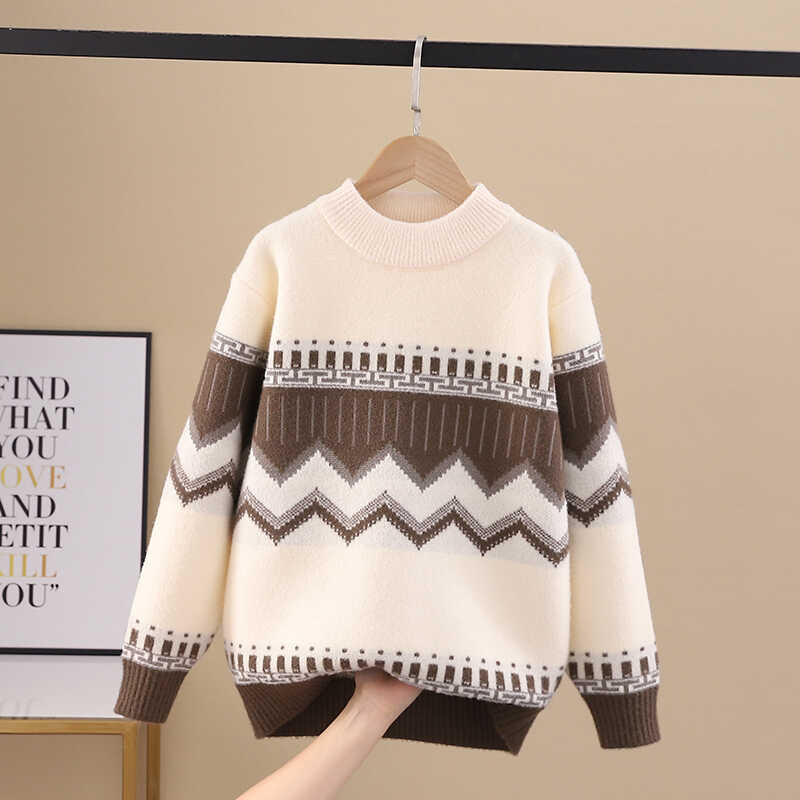 2025男童毛衣秋冬装新款加厚上衣儿童加绒男孩针织衫中大童毛线衣