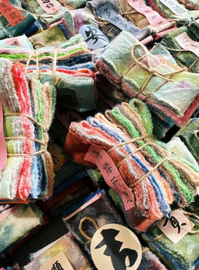 植物染手撕布条多色彩手机链布绳编织手工布艺diy制作晕染挂脖绳