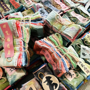 植物染手撕布条多色彩手机链布绳编织手工布艺diy制作晕染挂脖绳