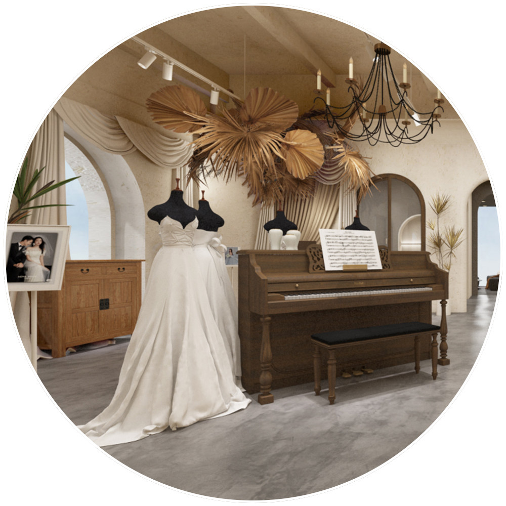 复古婚纱店装修设计婚纱影楼装修设计效果图婚纱礼服馆装修