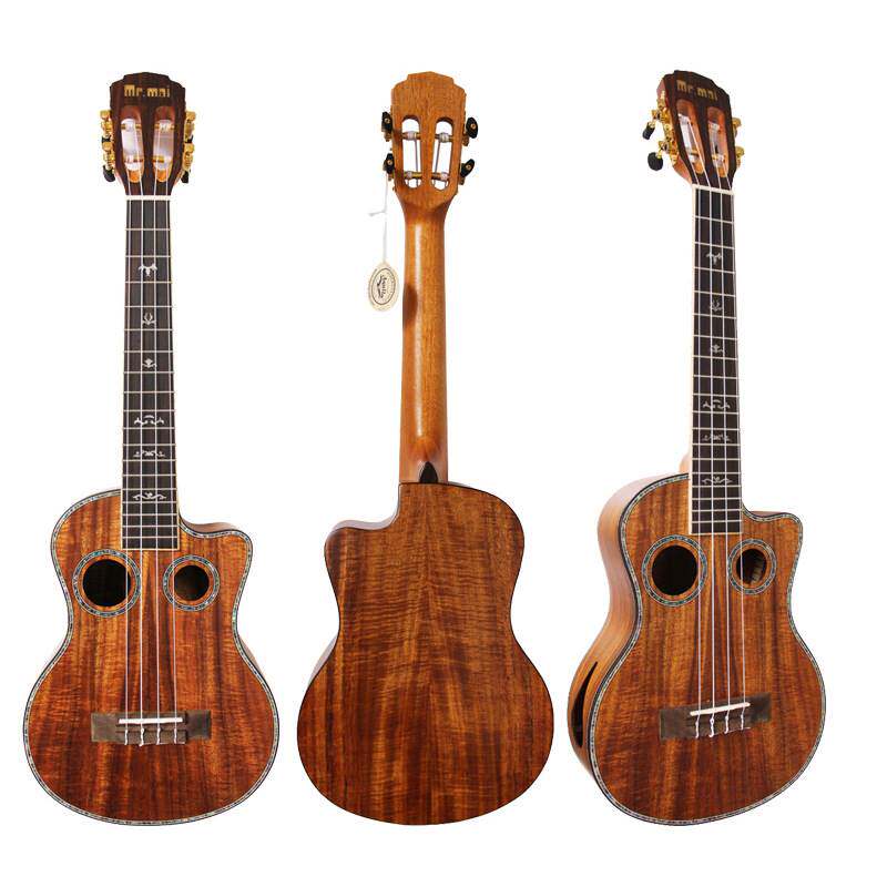 正品MrMAI 26寸双音孔尤克里里相思木 乌克丽丽 小吉他可装电箱EQ