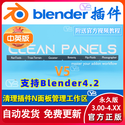 blender插件中文Clean Panels 5.3.0面板清理插件N面板管理工作区