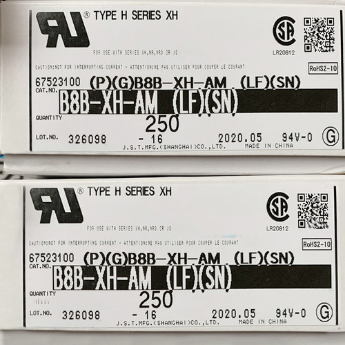 JST连接器 B8B-XH-AM(LF)(SN) 胶壳8P 2.5MM间距 原装现货