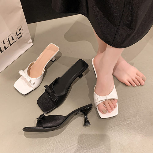 High heels, sandals, women's middle heel summer knot sandals
