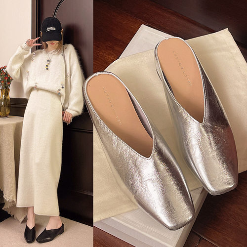 Half Slippers for Women Summer Flat Flat Casual Skirt Shoes