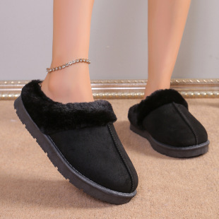 soled anti cotton shoes velvet thick black Women slip
