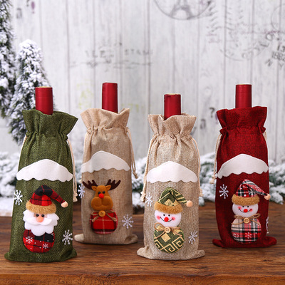 Christmas decoration, elderly figurine, red wine bottle hat