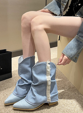 Tassel Western Cowboy Boots Women's Boots Coarse Heel Large