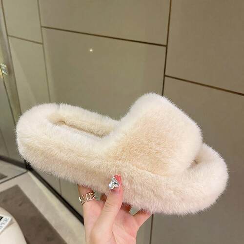 New 4cm thick soled women's soft soled home fur slippers