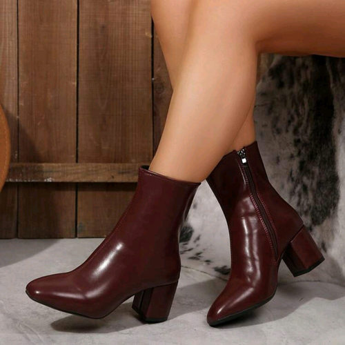 High heels, boots, women's plus size shoes, mid length boots