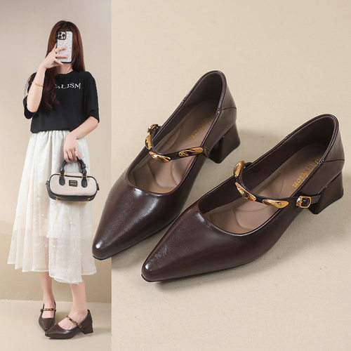 women's shoes not tiring girls' thick heel Mary Jane shoes