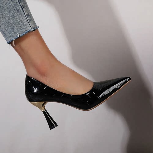 High heels, single shoes women's spring plus size heel shoes