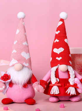 Valentine's Day Face Dwarf Rose Love Couple Doll Ornament