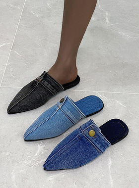 women flat slippers beach sandals big size 43 平底女半拖鞋女