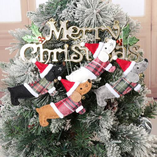 Christmas decorations, tree pendants, clothing, sausages dog