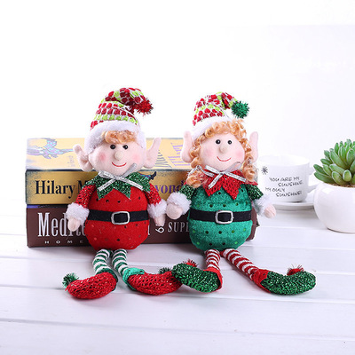 Christmas Decorations Cartoon Long Leg Sitting Elf Doll gift