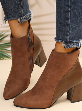 High heels, boots, women's thick heels, fashion boots shoes