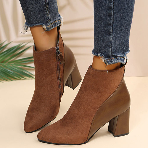 High heels, boots, women's thick heels, fashion boots shoes
