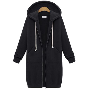 long hooded sleeved sweatshirt jacket Women woolen
